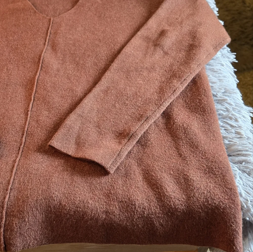 J.Jill Rust Color V Neck Sweater Size Med - Picture 6 of 16